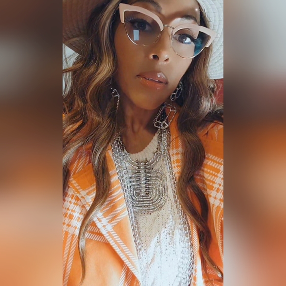 Stasia Sherberry: Orange Plaid All Season Duster Trench Coat L XL - Picture 16 of 16